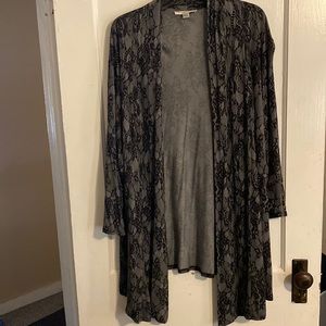 Black and Grey Lightweight Open Front Cardigan 3X